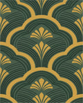 Emerald Gold Fan Scallop Rug - Cutout View