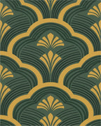 Emerald Gold Fan Scallop Rug - Cutout View