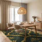 Emerald Gold Fan Scallop Rug Dining Room View