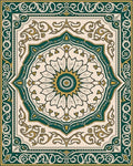 Emerald Gold Floral Medallion Design Rug - Cutout View
