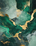 Emerald Gold Veined Marble Rug - Cutout View