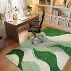 Emerald Green Abstract Wave Rug - Office View
