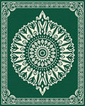 Emerald Green Cream Mandala Border Rug - Cutout View