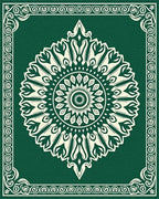 Emerald Green Cream Mandala Border Rug - Cutout View