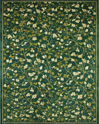 Emerald Green Floral Vine Medallion Rug - Cutout View