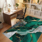 Emerald Green Gold Veined Marble Rug - Office View