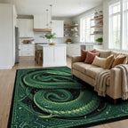 Emerald Green Intertwined Serpent Rug - Living Room View