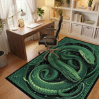 Emerald Green Intertwined Serpent Rug - Office View