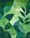 Emerald Green Leafy Collage Rug - Cutout View