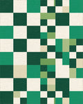 Emerald Green Modern Grid Blocks Rug - Cutout View