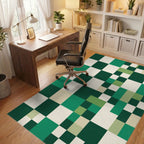 Emerald Green Modern Grid Blocks Rug Office View