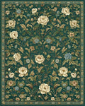 Emerald Green Peony Vine Rug - Cutout View