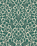 Emerald Green Scroll Floral Pattern Rug - Cutout View