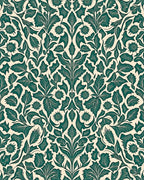 Emerald Green Scroll Floral Pattern Rug - Cutout View