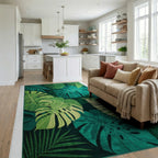 Emerald Jungle Leaf Abundance Rug - Living Room View