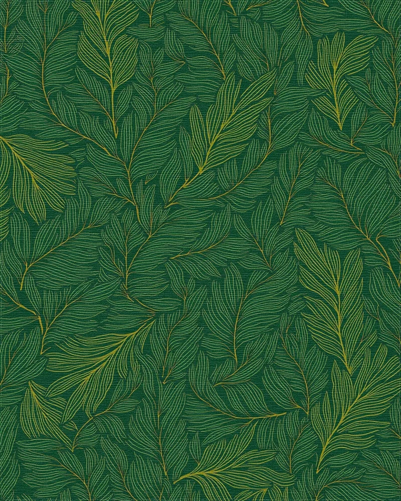 Emerald Leaf Pattern Lines Rug - Cutout View