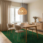 Emerald Leaf Pattern Lines Rug Dining Room View