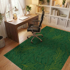 Emerald Leaf Pattern Lines Rug Office View