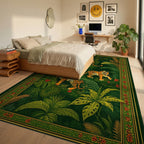 Emerald Orange Jungle Tigers Rug - Bedroom View