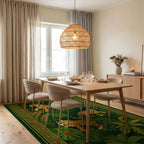 Emerald Orange Jungle Tigers Rug - Dining Room View