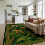 Emerald Orange Jungle Tigers Rug - Living Room View
