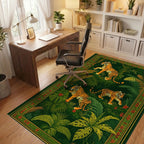 Emerald Orange Jungle Tigers Rug - Office View
