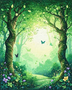 Enchanted Forest Butterflies And Flowers Rug - Cutout View