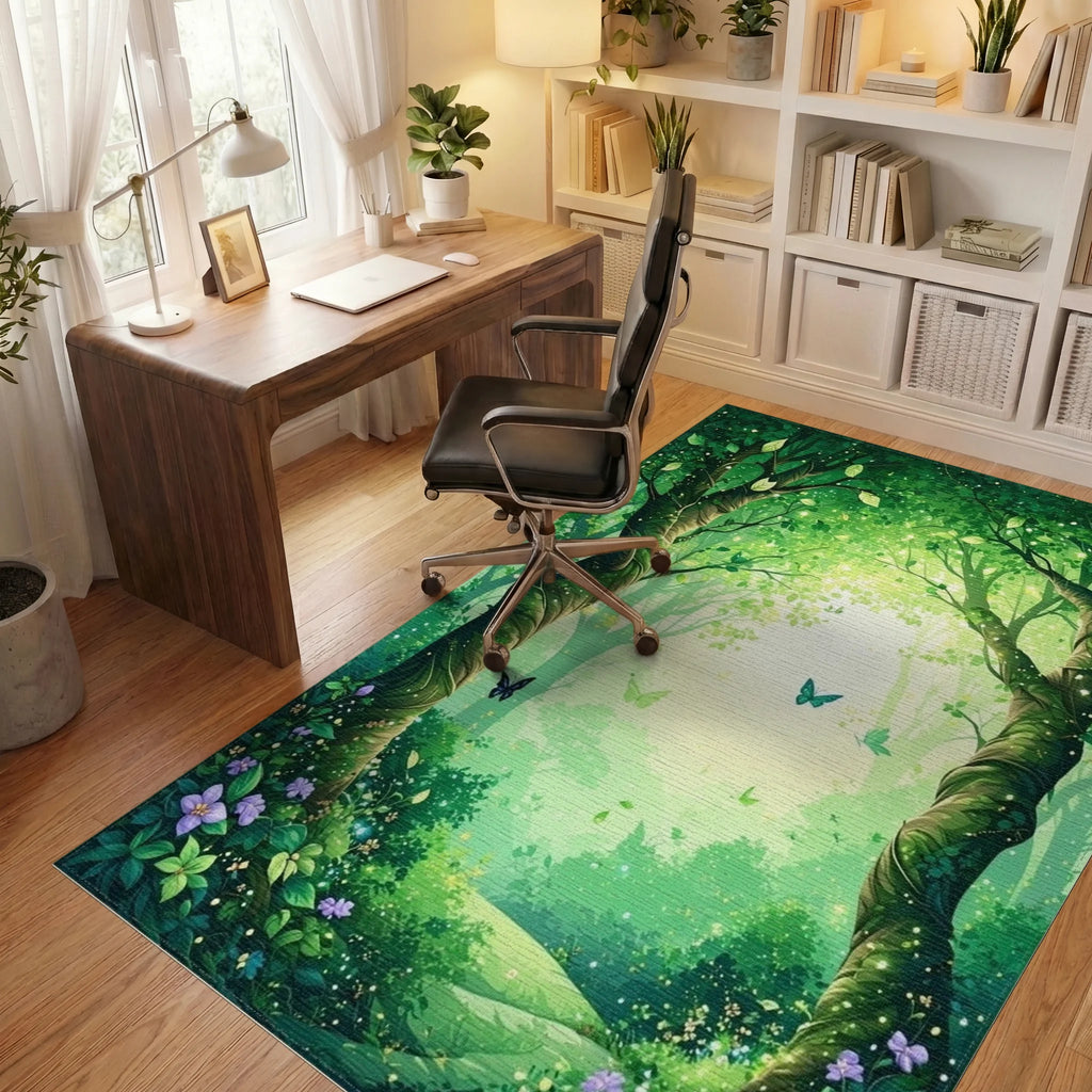 Enchanted Forest Butterflies And Flowers Rug - Office View