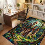 Enchanted Forest Castle Fantasy Landscape Rug Office View