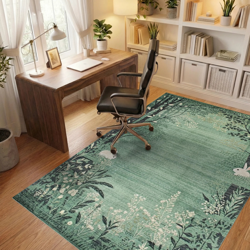 Enchanted Forest Scene With Bunny Rug - Office View