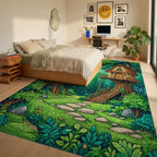 Enchanted Forest Treehouse Whimsical Rug - Bedroom View