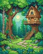 Enchanted Forest Treehouse Whimsical Rug - Cutout View