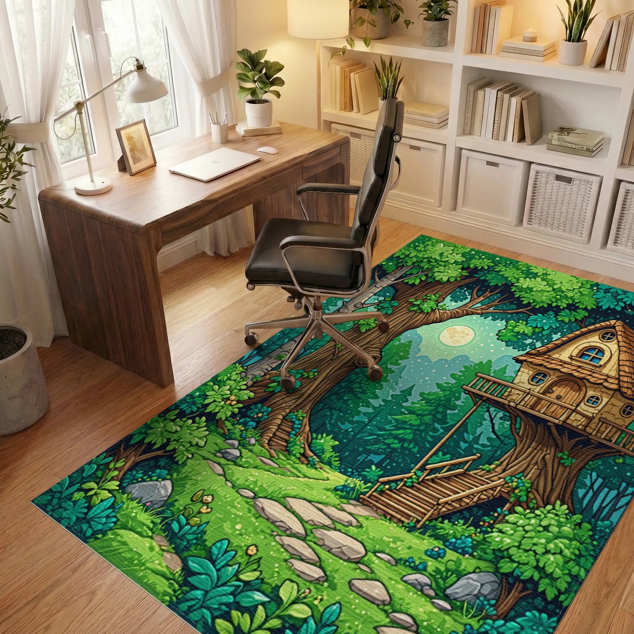 Enchanted Forest Treehouse Whimsical Rug - Office View