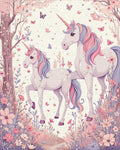 Enchanted Unicorns Floral Meadow Pattern Rug - Cutout View