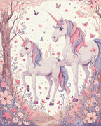 Enchanted Unicorns Floral Meadow Pattern Rug - Cutout View
