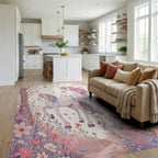 Enchanted Unicorns Floral Meadow Pattern Rug - Living Room View