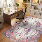 Enchanted Unicorns Floral Meadow Pattern Rug - Office View