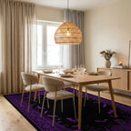 Enchanting Purple Bats Pumpkins Pattern Rug - Dining Room View
