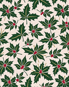Evergreen Holly Berry Pattern Rug - Cutout View
