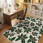 Evergreen Holly Berry Pattern Rug - Office View