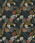 Exotic Macaws Toucans Tropical Foliage Rug - Cutout View