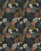 Exotic Macaws Toucans Tropical Foliage Rug - Cutout View