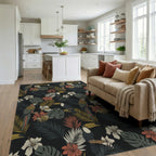 Exotic Macaws Toucans Tropical Foliage Rug Living Room View