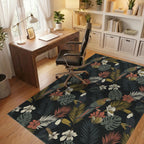 Exotic Macaws Toucans Tropical Foliage Rug Office View