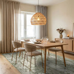 Faded Verdant Garden Wood Panels Rug Dining Room View