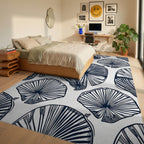 Fan Outline Botanical Pattern Rug - Bedroom View