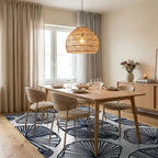 Fan Outline Botanical Pattern Rug - Dining Room View