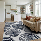 Fan Outline Botanical Pattern Rug - Living Room View