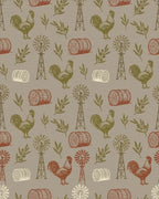 Farmhouse Rooster Windmill Haystack Collage Rug - Cutout View
