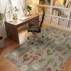 Farmhouse Rooster Windmill Haystack Collage Rug Office View